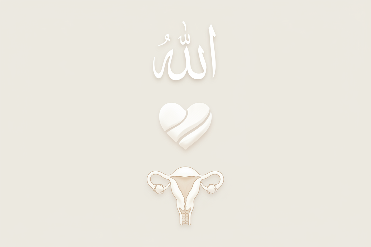 create an image with name allah, a heart and a womb. mainly using the colour white 